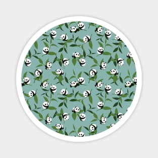 Cute Playing Panda in Green Garden Pattern Magnet